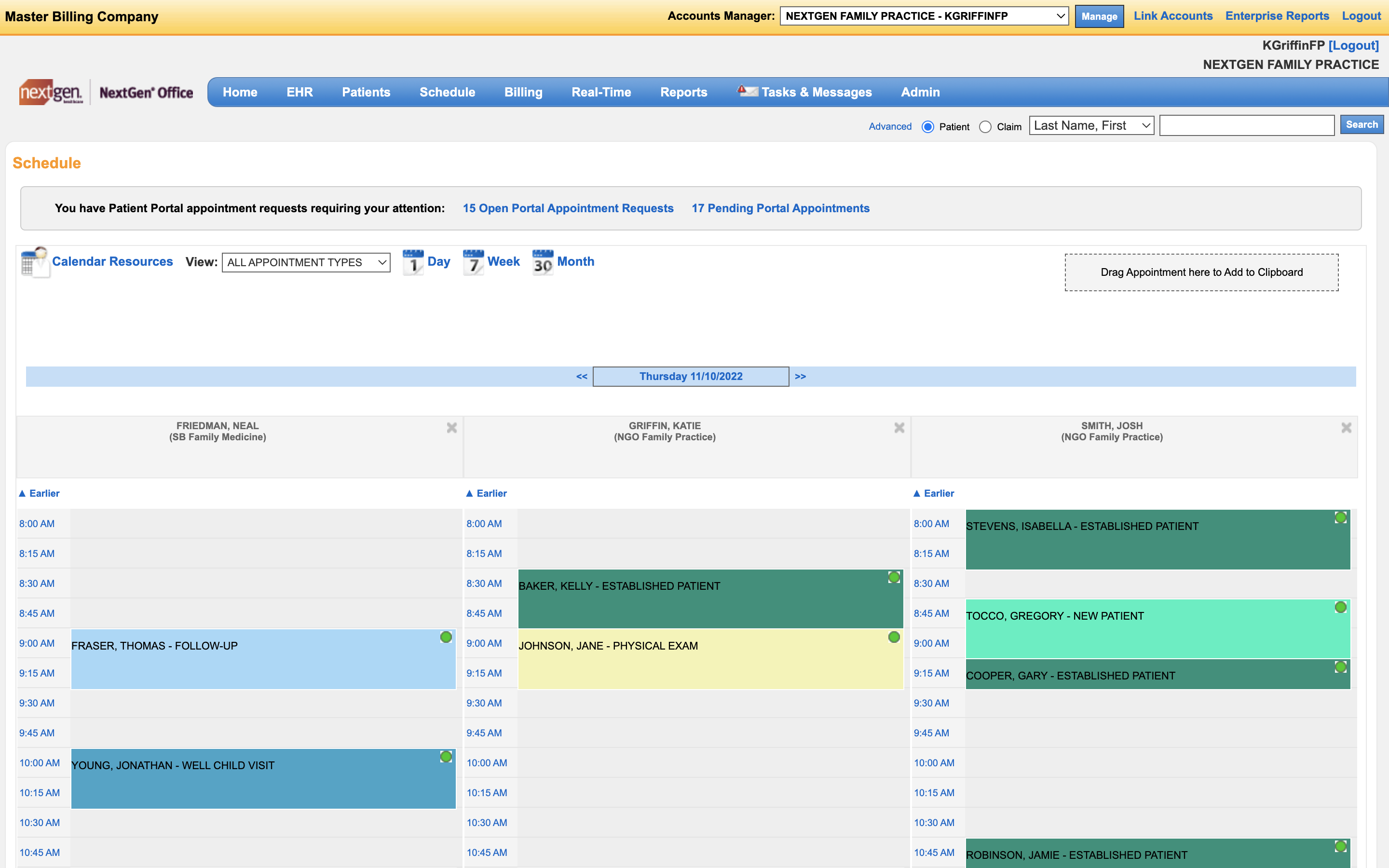 screenshot of NextGen Healthcare Practice Management